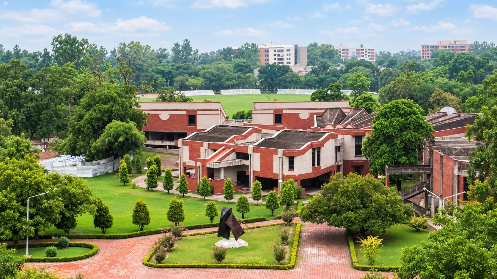 Aerial View of a Lush Brick Campus